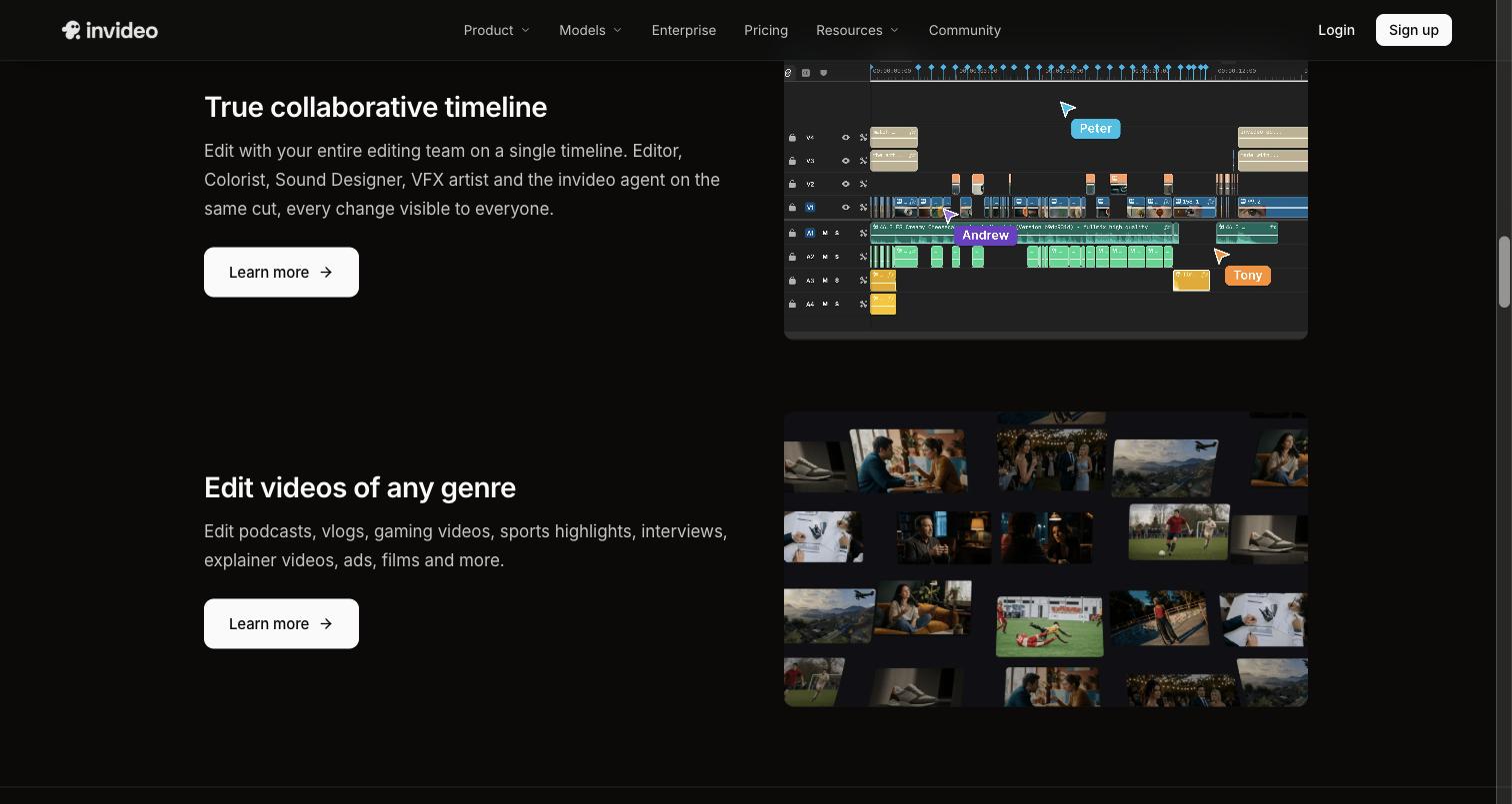 Invideo collaborative editing timeline for professional video editing teams