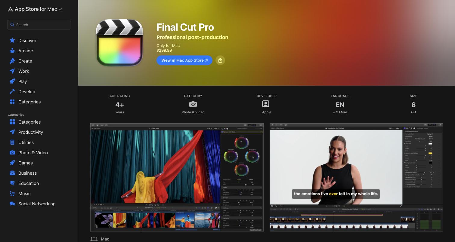 Final Cut Pro professional timeline with color grading and captions on Mac