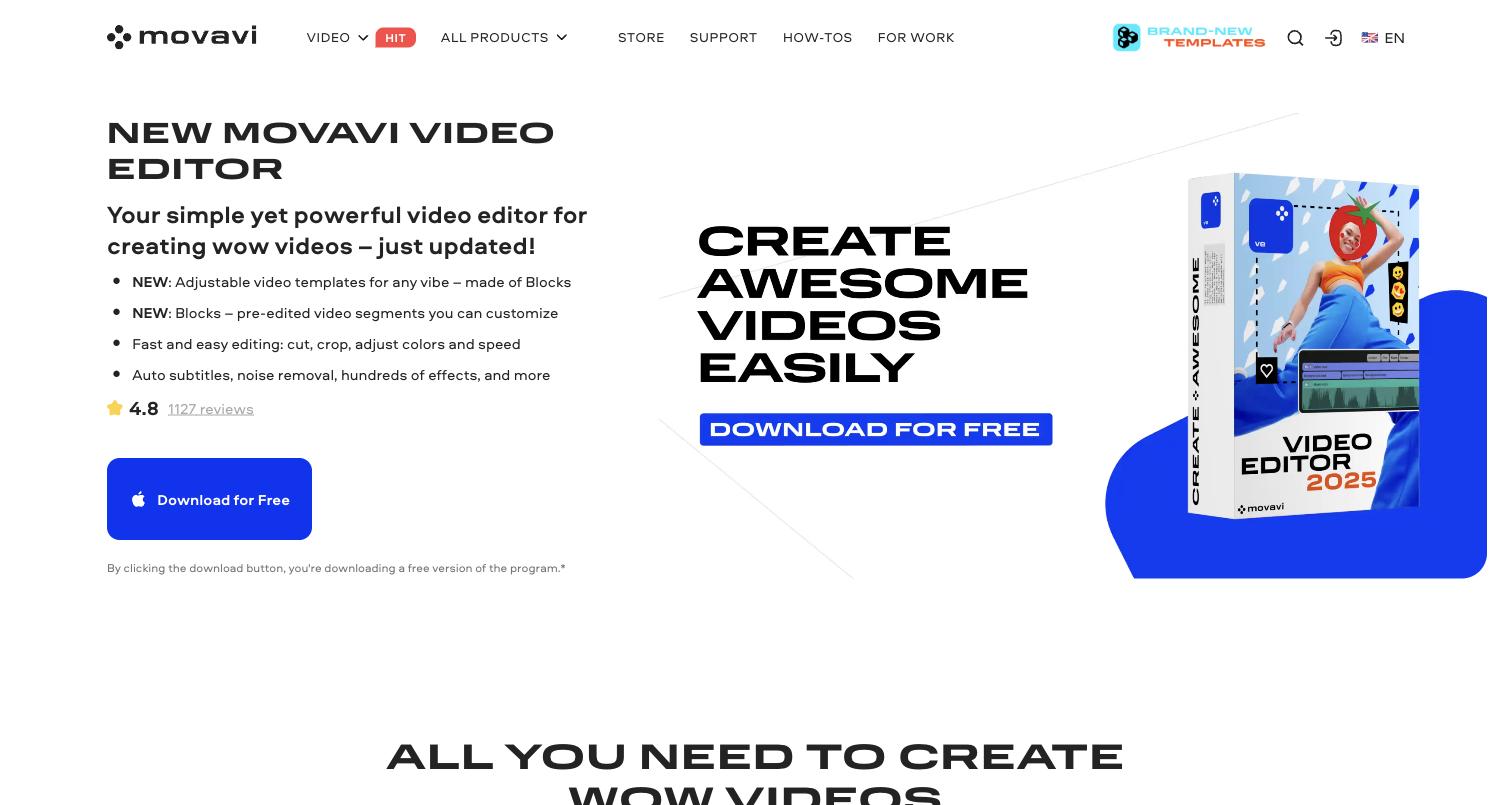 Movavi Video Editor desktop app with auto subtitles and noise removal