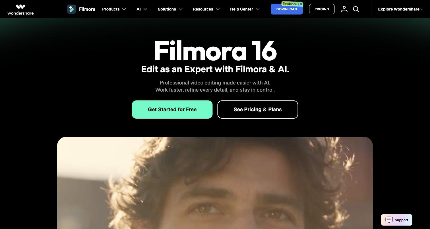 Wondershare Filmora video editor with AI-assisted editing tools