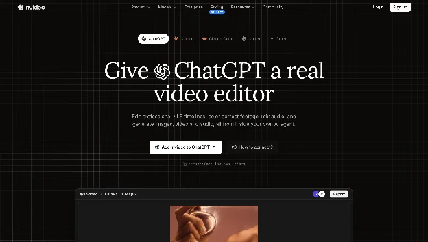 Invideo Editor MCP: an AI agent editing a multitrack timeline